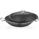 Ulutaş Kapaklı Wok Tava Yanmaz Yapışmaz Granit - 28 Cm - Mat Siyah