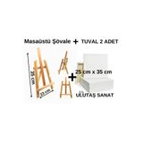 Ulutaş Sanat Masaüstü Şövale Üç Ayaklı, Resim Şövalesi, 25x35 Tuval 2 Adet