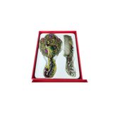 U&M GİFT Tavus Kuşu Desenli Vintage Ayna Tarak Seti – Özel Tasarım ve Özel Kutulu – 13,5 cm & 13 cm