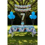 Umamiçe Frozen Elsa Temalı 7 Yaş Doğum Günü Parti Seti – Masa Örtüsü + Banner + Balonlar