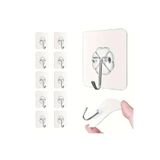 Umay 10 Adet Modern Stil Şeffaf Kendinden Yapışkanlı Kapı, Duvar Askısı Tekli Kanca