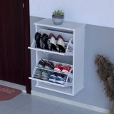 Umay Asma 52 Cm 2 Düşer Kapaklı Ayakkabılık, Beyaz