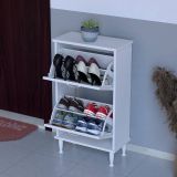 Umay Ayaklı 52 Cm 2 Düşer Kapaklı Ayakkabılık, Beyaz