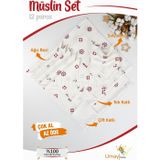 Umay Bebek 12 Parça Organik Müslin Bebek Pikesi, Battaniyesi, Ağız Bezi, Salya Bezi, Önlük