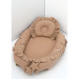 Umay Bebek Babynest, Bebek Uyku Yatağı 0-2 Yaş - %100 Pamuk -Kahve Fırfırlı