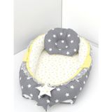 Umay Bebek Babynest, Bebek Uyku Yatağı 0-2 Yaş - Pamuk Kumaş - Koyu Gri Sarı