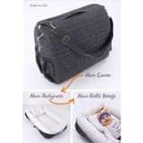 Umay Bebek Çantalı Taşınabilir Reflü Yatağı, Yastığı, Babynest, Anne Çantası - Dokuma Gri