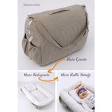 Umay Bebek Umay Çantalı Taşınabilir Reflü Yatağı, Babynest, Anne Çantası - Dokuma Kahve