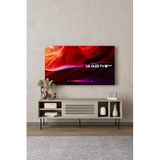 Umay Panjur Kapaklı TV Ünitesi MDF Gri Bej ve Beyaz Renk, Metal Ayak (BEJ, 140 CM)