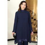 Umay Şifon Tunik Pantolon Takım Lacivert TBSELB68 - 46