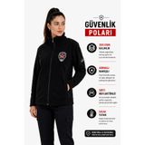 UMAY ÜNİFORMA Kadın Özel Güvenlik Poları Siyah Nakışlı Reflektörlü Armalı Kışlık Kalın Kumaş Fermuarlı Cepli Welsoft Polar Ceket fleece jacket