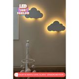 UmayBabyDekor 2 Adet Bulut Gece Lambası Bebek Çocuk Odası Duvar Dekorasyonu Aydınlatma Ahşap Gece Lambası
