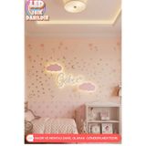 UmayBabyDekor 2 ‘li Bulut Ve 1 Kişiye Özel Led Işık Gece Lambası Bebek Çocuk Odası Duvar Dekorasyonu