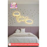 UmayBabyDekor 2’li bulut ve kişiye özel led ışık gece lambası bebek çocuk odası duvar dekorasyonu