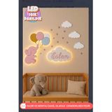 UmayBabyDekor 3 ‘Fil Balon Bulut Kişiye Özel Çocuk Duvar Dekorasyonu Ledli Ahşap Gece lambası
