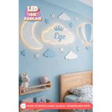 UmayBabyDekor 3 ‘lü Set Balon Bulut Ay Kişiye Özel Çocuk Duvar dekorasyonu Ledli Ahşap Gece Lambası