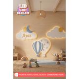 UmayBabyDekor 3’lü set 2 ‘Bulut 1’Balon Kişiye Özel Led Işık Gece Lambası Çocuk Duvar Dekorasyon Aydınlatma Ahşap Lamba