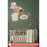 UmayBabyDekor 3Lü set Fil Balon Kişiye Özel Bulut Çocuk Duvar Dekorasyonu Ledli Ahşap Duvar Süsü