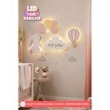 UmayBabyDekor 4’lü set Gece lambası Bebek Çocuk odası Duvar dekorasyonu aydınlatma ahşap gece lambası