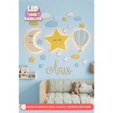 UmayBabyDekor 4’LüSet Ay Yıldız Balon Çocuk Duvar Dekorasyonu Ledli duvar Dekoru