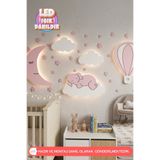 UmayBabyDekor 5’li Set Çocuk Duvar Dekorasyonu Ledli Ahşap Süsü Bebek Odası Duvar dekorasyonu