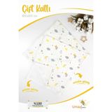 Umaybebek 100X100 Cm, Organik Çift Katlı Müslin Bebek Pikesi, Battaniyesi-Sarı Bulut