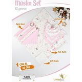 Umaybebek 12 Parça Organik Müslin Bebek Pikesi, Battaniyesi, Ağız Bezi, Salya Bezi, Önlük