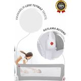 Umaybebek 150X50 cm Yatak Bariyeri Gri Renk Dayanıklı Metal Aksam ve Leke Tutmayan Kumaş - 0 - 3 Ay