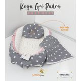 Umaybebek 3 Parça Bebek & Çocuk Uyku Seti Koyu Gri - Pudra %100 Pamuk Yastıklı Babynest 45 x 75 cm