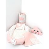 Umaybebek 5 Parça - Bebek Uyku Yatağı, Baş Yastık, Bebek Pikesi, Yorganı, Dekoratif Bulut Yastık - 60 x 90 cm - Bebe Pembe