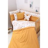 Umaybebek 60X120, Bebek Nevresim Takımı, Dolgu Korumalık, Düz Çarşaf - %100 Pamuk-Hardal Kelebek