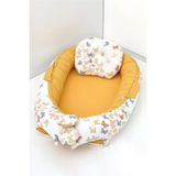 Umaybebek Babynest, Bebek Uyku Yatağı 0-2 Yaş - %100 Pamuk-Hardal Kelebek