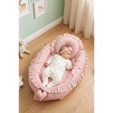 Umaybebek Babynest, Bebek Uyku Yatağı 0-2 Yaş - %100 Pamuk - Pudra Fırfırlı