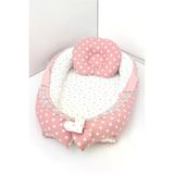 Umaybebek Babynest, Bebek Uyku Yatağı 0-2 Yaş - %100 Pamuk-Pudra Yıldız