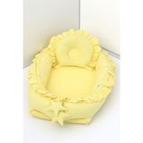 Umaybebek Babynest, Bebek Uyku Yatağı 0-2 Yaş - %100 Pamuk - Sarı Fırfırlı - 60 x 90 cm