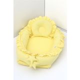 Umaybebek Babynest, Bebek Uyku Yatağı 0-2 Yaş - %100 Pamuk - Sarı Fırfırlı