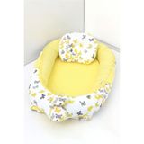 Umaybebek Babynest, Bebek Uyku Yatağı 0-2 Yaş - %100 Pamuk-Sarı Kelebek