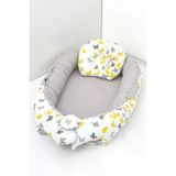 Umaybebek Babynest, Bebek Uyku Yatağı 0-2 Yaş - %100 Pamuk-Sarı/Gri Kelebek