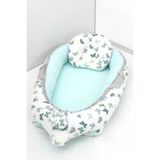Umaybebek Babynest, Bebek Uyku Yatağı 0-2 Yaş - %100 Pamuk-Yeşil Kelebek