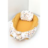 Umaybebek Babynest, Bebek Uyku Yatağı 0-2 Yaş - Pamuk Kumaş - Hardal Kelebek - 60 x 90 cm