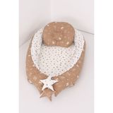 Umaybebek Babynest, Bebek Uyku Yatağı 0-2 Yaş - Pamuk Kumaş - Kahve Kedi Desen Yıldız - 60 x 90 cm