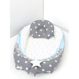 Umaybebek Babynest, Bebek Uyku Yatağı 0-2 Yaş - Pamuk Kumaş - Koyu Gri Mavi - Koyu Gri - Mavi - 60 x 90 cm