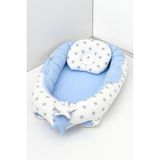 Umaybebek Babynest, Bebek Uyku Yatağı 0-2 Yaş - Pamuk Kumaş - Mavi Beyaz Yıldız - Mavi - Beyaz - 60 x 90 cm