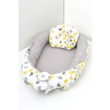 Umaybebek Babynest, Bebek Uyku Yatağı 0-2 Yaş - Pamuk Kumaş - Sarı Gri Kelebek