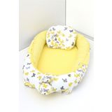 Umaybebek Babynest, Bebek Uyku Yatağı 0-2 Yaş - Pamuk Kumaş - Sarı Kelebek