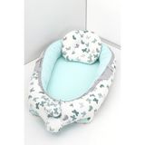 Umaybebek Babynest, Bebek Uyku Yatağı 0-2 Yaş - Pamuk Kumaş - Yeşil Kelebek - 60 x 90 cm