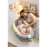 Umaybebek Babynest, Bebek Uyku Yatağı, Yatak - 0-2 Yaş - Pamuk Kumaş - Koyu Gri Sarı