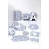Umaybebek Babynest Puset Örtüsü Alt Açma Emzirme Yastığı Bel Destekli Ana Kucağı Bebek Arabası Minderi-Panço-Açık Gri Yıldız P