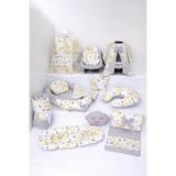Umaybebek Babynest Puset Örtüsü Alt Açma Emzirme Yastığı Bel Destekli Ana Kucağı Bebek Arabası Minderi-Panço - Gri - Sarı