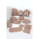 Umaybebek Babynest Puset Örtüsü Alt Açma Emzirme Yastığı Bel Destekli Ana Kucağı Bebek Arabası Minderi-Panço-Kahve Fırfırlı P